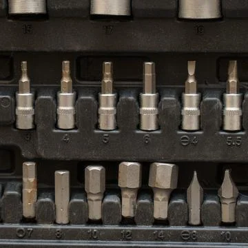 A set of torx tools, socket wrenches, screwdrivers and other tools. Stock Photos