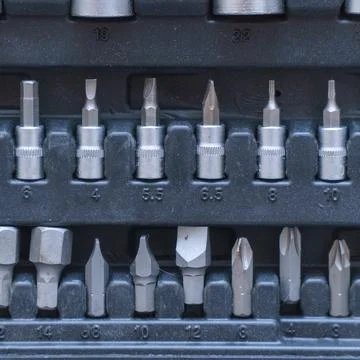 A set of torx tools, socket wrenches, screwdrivers and other tools. Stock-Fotos