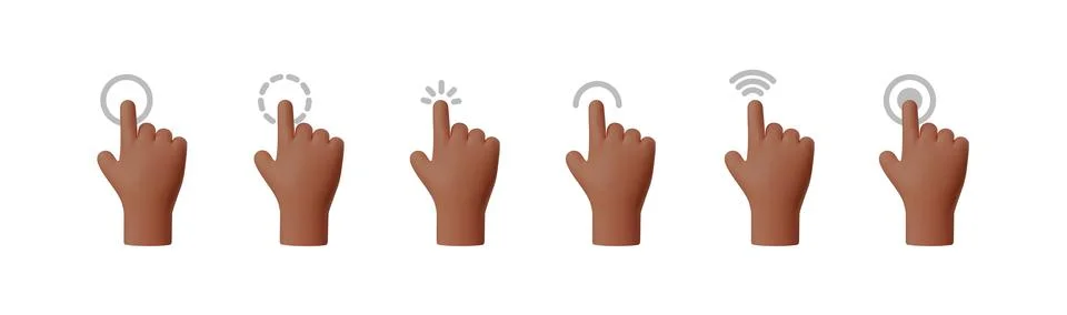 Set of touch gesture 3D hand icons vector illustration Stock Illustration