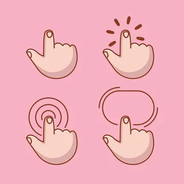 Set of touch icons hand drawn cartoon Illustrazione stock