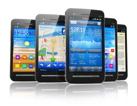 Set of touchscreen smartphones Illustrazione stock