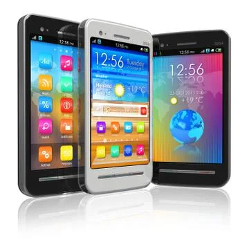 Set of touchscreen smartphones Stock Illustration