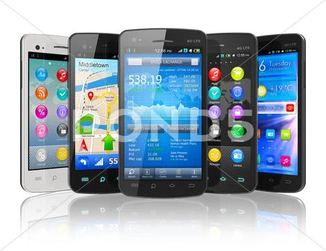 Set of touchscreen smartphones Stock Illustration