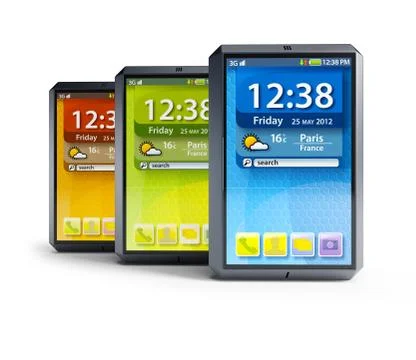 Set of touchscreen smartphones Stock Illustration