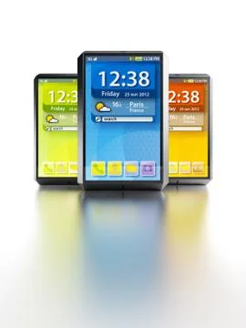 Set of touchscreen smartphones Stock Illustration