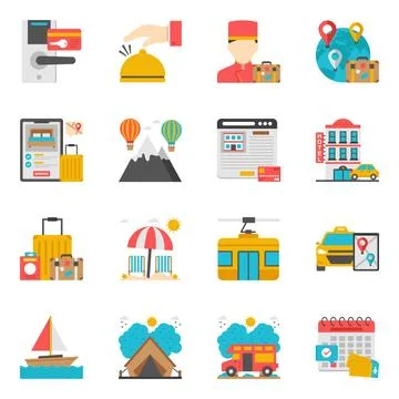 Set of Tour Flat Icons Stock Illustration