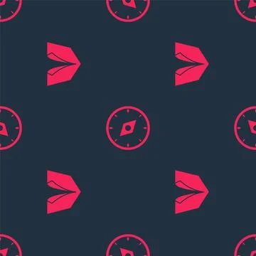 Set Tourist tent and Compass on seamless pattern. Vector イラスト素材