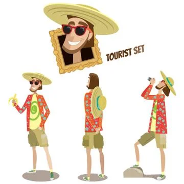 Set of tourists Stock Illustration