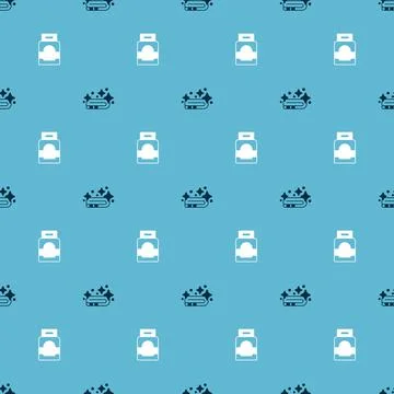 Set Towel stack and Laundry detergent on seamless pattern. Vector 库存插图