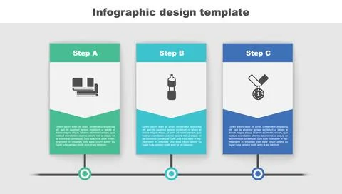 Set Towel stack, Bottle of water and Medal. Business infographic template Illustrazione stock