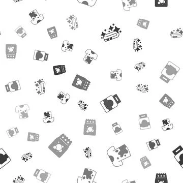 Set Towel stack, Dirty t-shirt, Laundry detergent and on seamless pattern イラスト素材