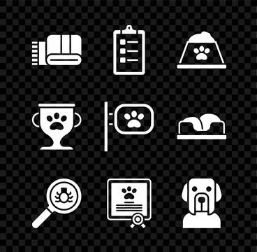 Set Towel stack, Grooming salon price list, Pet food bowl, Flea search 스톡 일러스트