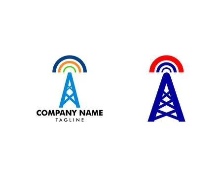 Set of Tower signal vector logo Stock Illustration