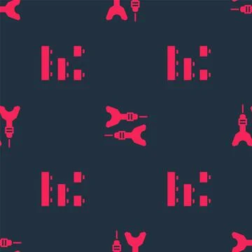 Set Toy building block bricks and Dart arrow on seamless pattern. Vector Stockillustratie