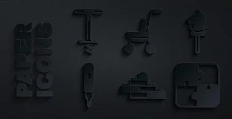 Set Toy building block bricks, horse, Marker pen, Puzzle pieces toy, Baby Ilustración de archivo