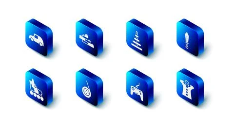 Set Toy building block bricks, Pyramid toy, Sword, puppet doll on hand, Gamepad 스톡 일러스트