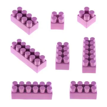 Set of toy construction blocks isolated Stock Photos