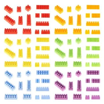 Set of toy construction blocks isolated Stock Photos