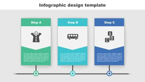 Set Toy puppet doll on hand, Bus toy and ABC blocks. Business infographic Stock Illustration