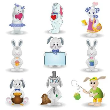 Set toy rabbits Stock Illustration