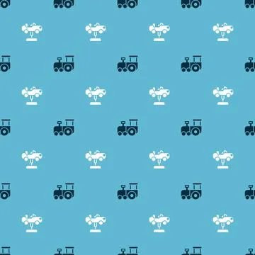 Set Toy train and Swing car on seamless pattern. Vector Stock Illustration