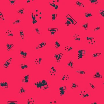 Set Toy train, Juggling ball, Bottle of water and Fountain on seamless pattern Stock Illustration