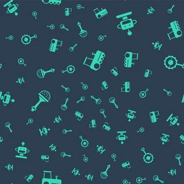 Set Toy train, Robot toy, Rattle baby and on seamless pattern. Vector Illustrazione stock