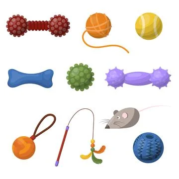 A set of toys for playing with animals. Vector illustration on a white backgr Stock Illustration