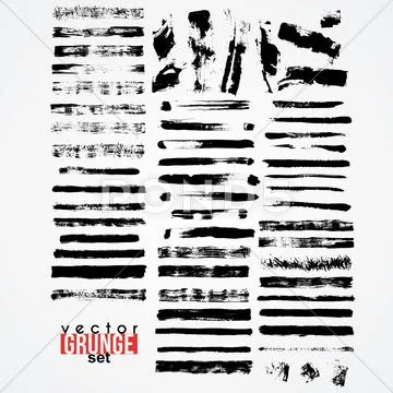 Set of traced grunge contrasting brushes Stock Illustration