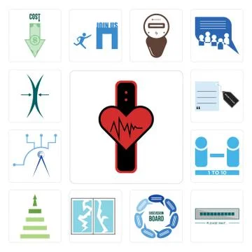 Set of tracker, buffering, discussion board, broken glass, next steps, number Free Stock Illustration