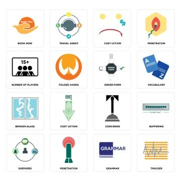 Set of tracker, grammar, shepherd, concierge, broken glass, order form, numbe Free Stock Illustration