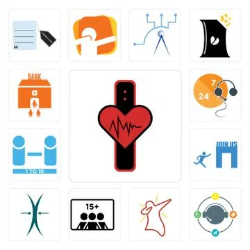 Set of tracker, travel agent, dab, number players, elastic, join us, live sup Illustrazione stock gratuita