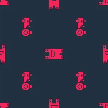 Set Tractor and Garden worker clothes on seamless pattern. Vector Stock Illustration