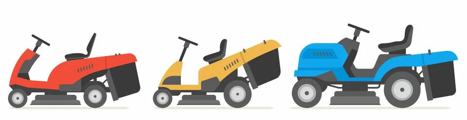 Set of tractor lawnmower Stock Illustration