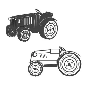 Set of tractors isolated on white background. Design elements fo Stock Illustration
