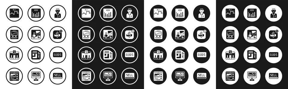 Set Trader, Trading courses, Website with growth graph, Browser, Mobile stock Stock Illustration