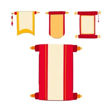 Set of tradition scrolls for messages Illustrazione stock