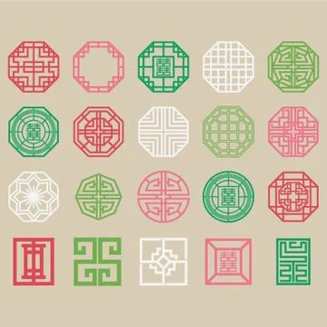 Set of traditional korean patterns Stockillustratie