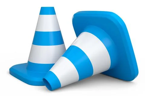 Set of traffic cones for under construction road work on white background. 스톡 일러스트