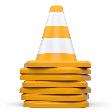 Set of traffic cones for under construction road work on white background. 库存插图