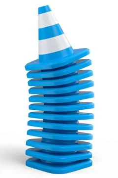 Set of traffic cones for under construction road work on white background. 스톡 일러스트