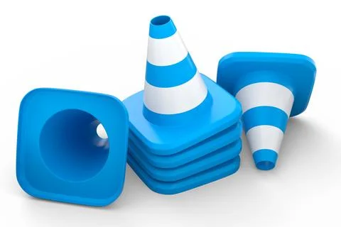 Set of traffic cones for under construction road work on white background. 스톡 일러스트