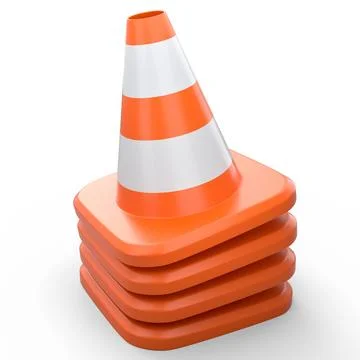 Set of traffic cones for under construction road work on white background. 库存插图