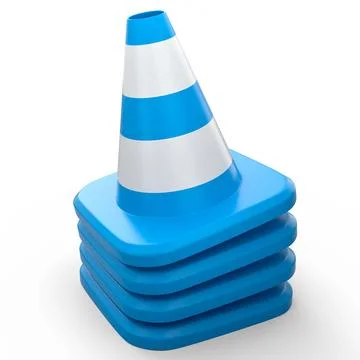 Set of traffic cones for under construction road work on white background. Stock Illustration