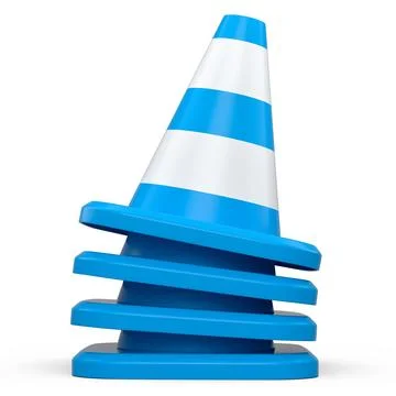 Set of traffic cones for under construction road work on white background. Stock Illustration