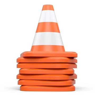 Set of traffic cones for under construction road work on white background. Stock Illustration