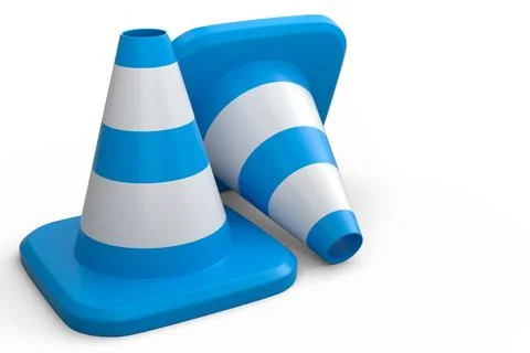 Set of traffic cones for under construction road work on white background. 스톡 일러스트