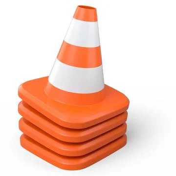 Set of traffic cones for under construction road work on white background. Stock Illustration