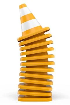 Set of traffic cones for under construction road work on white background. Stockillustratie