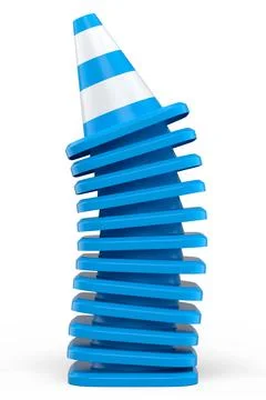 Set of traffic cones for under construction road work on white background. 库存插图